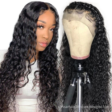 Wholesale price 100% hd frontal full lace glueless human hair wig cheap ladies hair wigs water wave lace front wigsfor woman